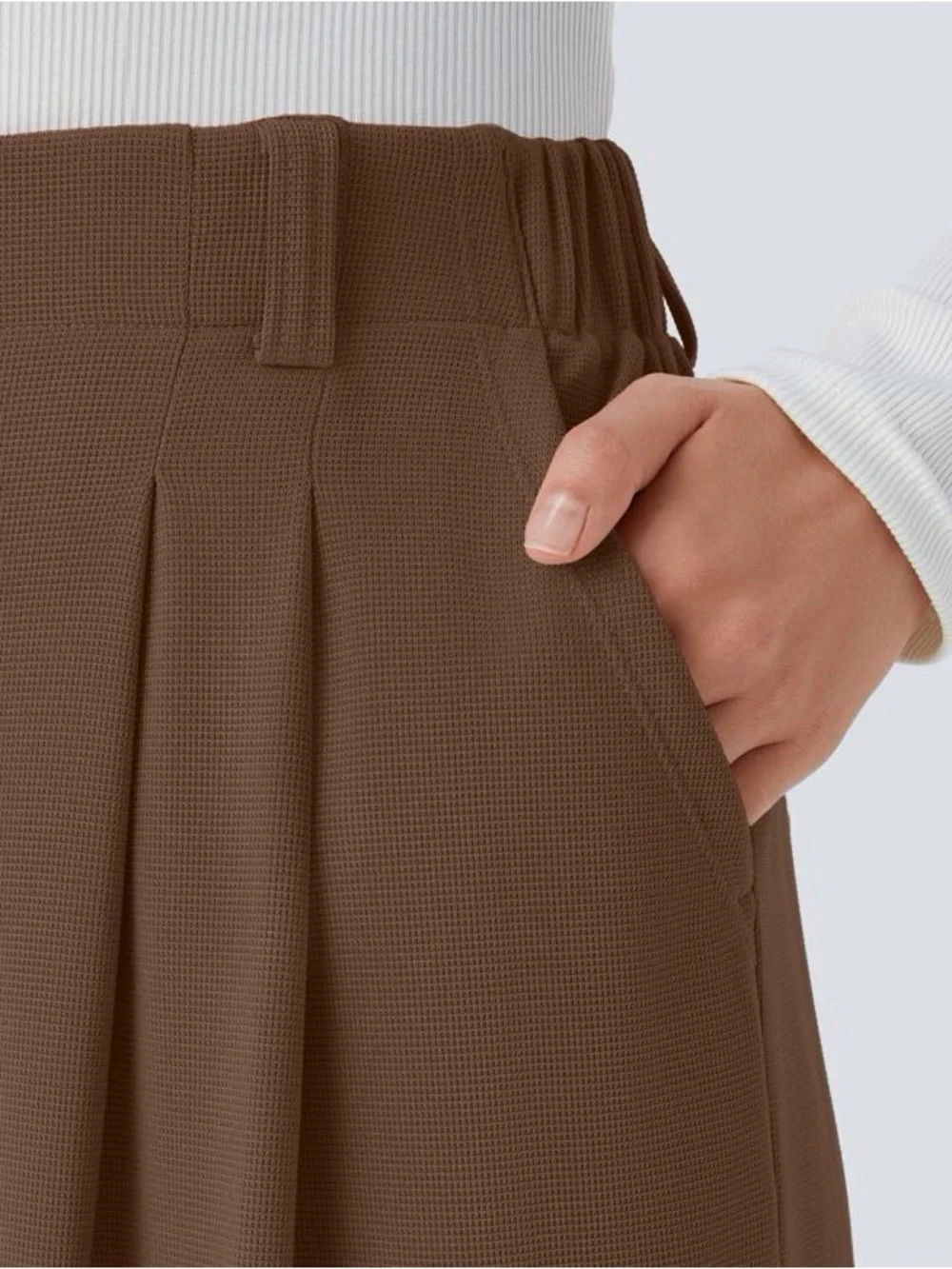 Halara Waffle High-Waisted Wide Leg Pants - Brown - Picture 5 of 5